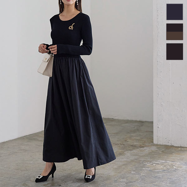 異素材ドッキングワンピース [E3188] | 神戸レタス(KOBE LETTUCE