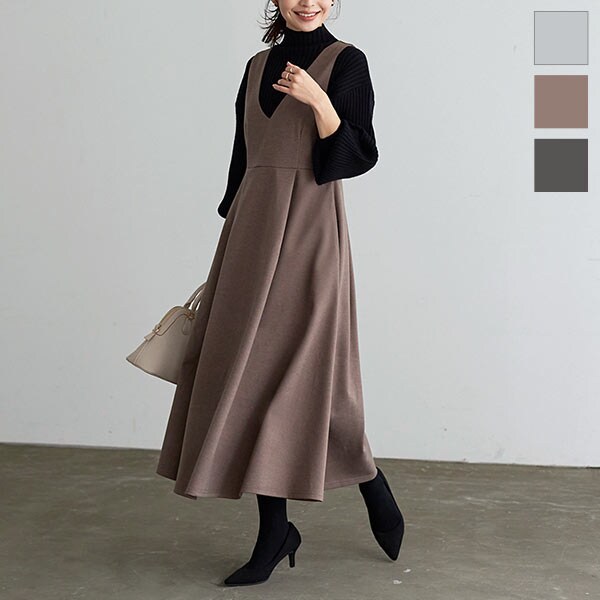 深Vネックジャンパースカート [E3202] | 神戸レタス(KOBE LETTUCE