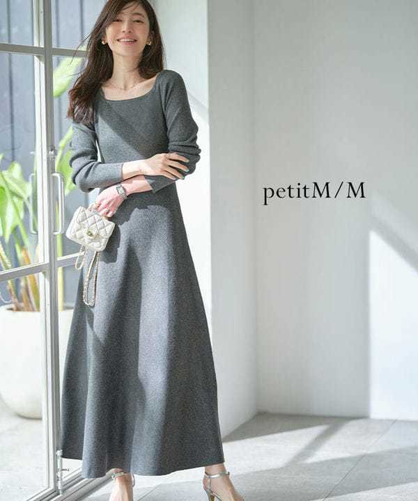 【美品　ノースリフレアニットワンピース】 31 Sons de mode ワンピース ゴールド釦フレアニットワンピース