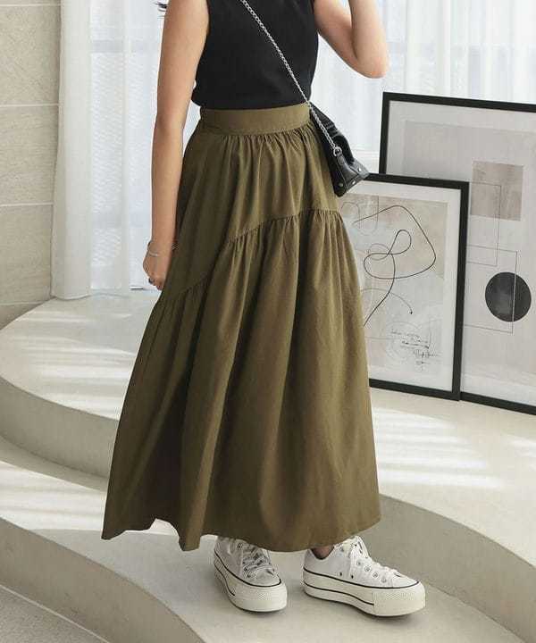 ティアードスカート Tiaclasse スカート 「洗える」ギャザーフリルティアードスカート