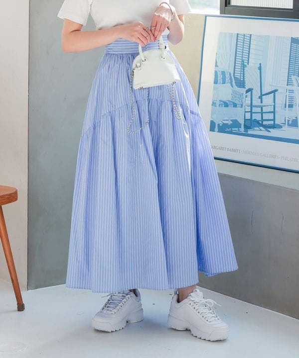 ティアードスカート Tiaclasse スカート 「洗える」ギャザーフリルティアードスカート