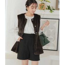 [ Petitle / プチレ ] パールボタンペプラムファーベスト [K1260]