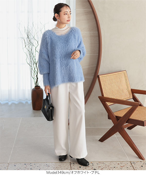 [ プチレタス ] タックワイドストレートパンツ [M3947]