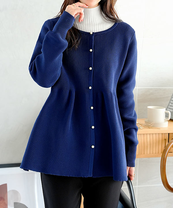 ペプラムニットカーディガン [C6922] | 神戸レタス(KOBE LETTUCE