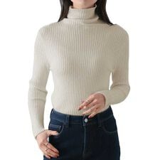 神戸レタス(KOBE LETTUCE)のもっちりリブニットトップス [C6260]｜タートルネック