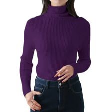 神戸レタス(KOBE LETTUCE)のもっちりリブニットトップス [C6260]｜タートルネック