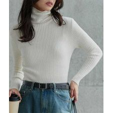 神戸レタス(KOBE LETTUCE)のもっちりリブニットトップス [C6260]｜タートルネック