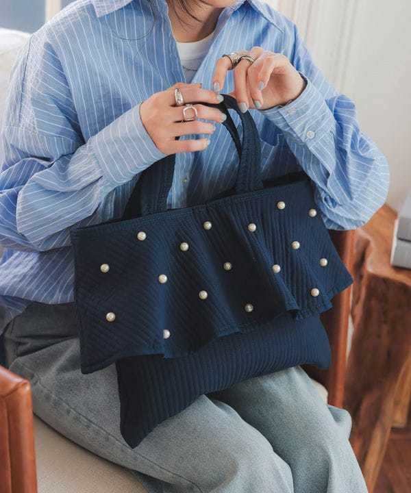 フクロウ フラワープリント シャーリングトートバッグ