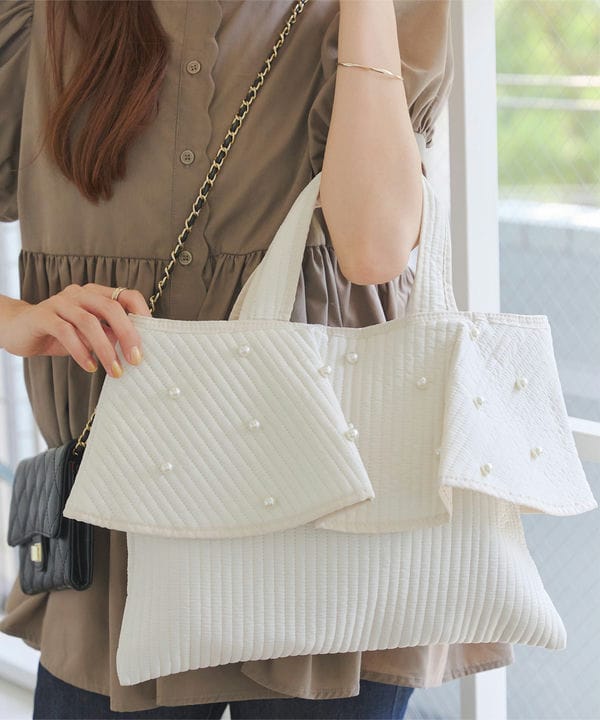 フリルデザインヌビバッグ [B1585] A4収納可能 | 神戸レタス(KOBE