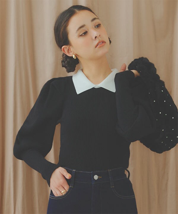 【Bibiy.】ボリュームチュールニット　トップス【定価¥16,000】 Bibiy.】ボリュームチュールニット トップス【定価¥16,000