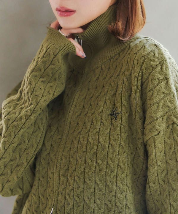 トップス KOBE LETTUCE コウベレタス KOBE LETTUCE 胸元刺繍ケーブルニットトップス