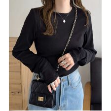 神戸レタス(KOBE LETTUCE)のテレコリブロングスリーブトップス [C7314]