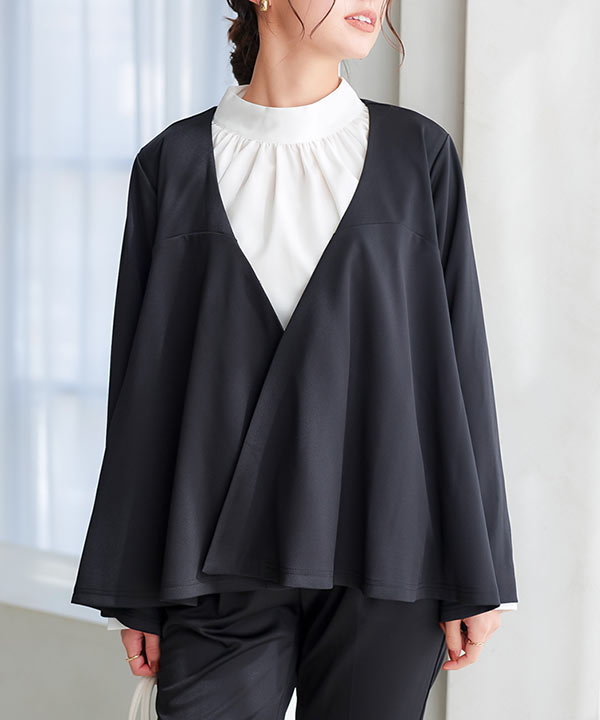 ノーカラーフレアペプラムジャケット [K1348] | 神戸レタス(KOBE