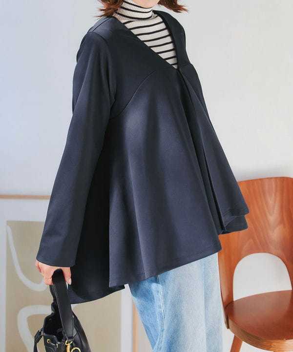 リネンライク SETUP ノーカラージャケット | ナチュラル