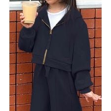 【キッズ】［Yuumiさんコラボ ］ダブルジップショートパーカー [C7227]