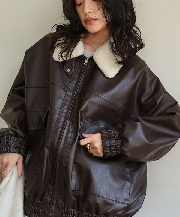 フェイクレザージップアップブルゾン [K1326] | 神戸レタス(KOBE