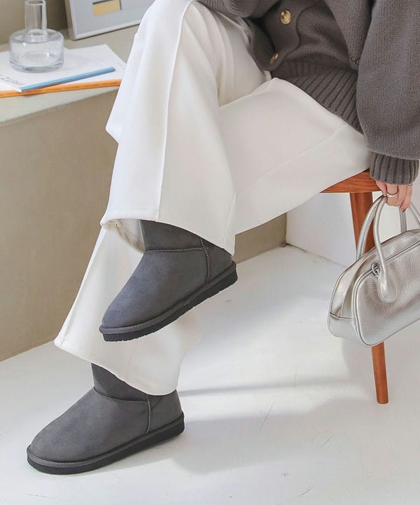UGG ムートン ブーツ グレー リボン付き アグ 23cm｜Yahoo