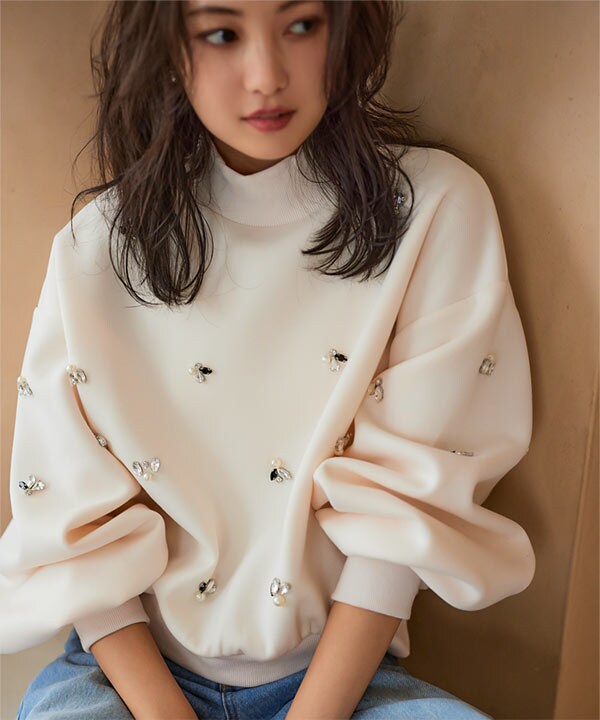 トップス WK ビジューダイバーモックネックトップス［C7311］[品番