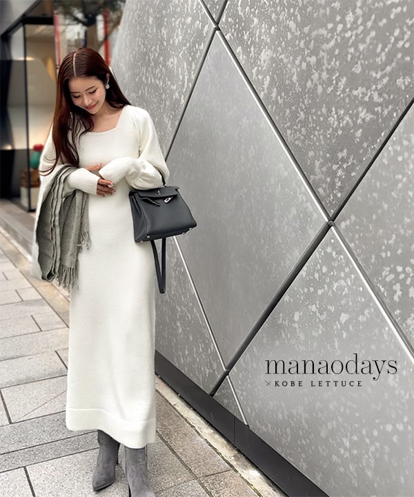 manaodaysさんコラボ ］スクエアネックニットワンピース [E3415