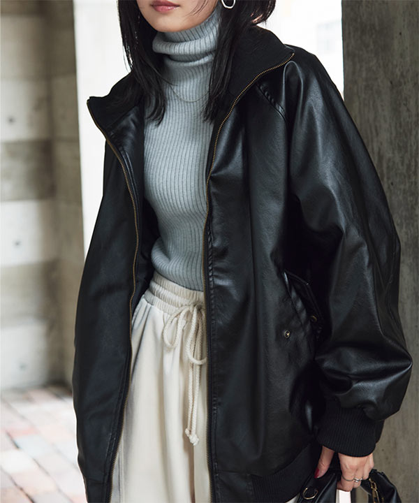 ハイネックフェイクレザーブルゾン [K1343] | 神戸レタス(KOBE LETTUCE