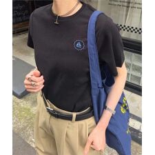 [ 選べる3サイズ ] ポイントロゴ刺しゅうコットンTシャツ [C7469]