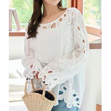 フラワーカットワークプルオーバー [C7477]