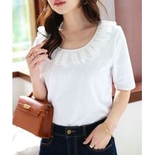 前後2wayレース襟Tシャツ [C7535]