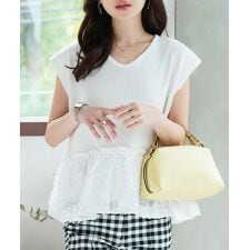 神戸レタス(KOBE LETTUCE)のVネック裾ジャガードドッキングニットブラウス [C7536]