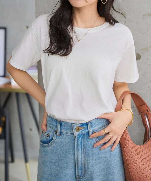 ★レタス M L XL 選べるサイズ ] 深Uネック細リブ半袖Tシャツ [C7463] | 神戸