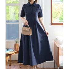 フィットアンドフレアポロワンピース [E3510]