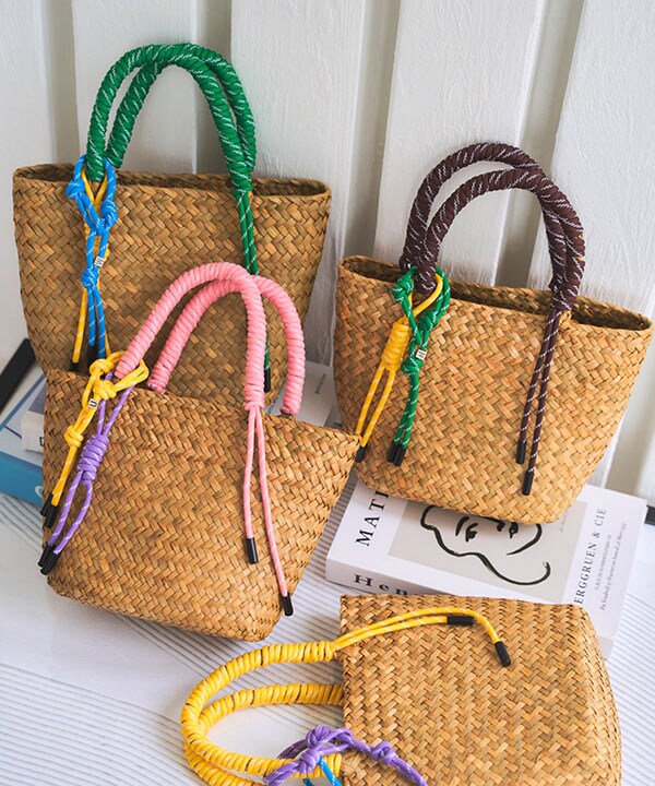 【美品】ロベルトリッチ 編み込み かごバッグ  ハンドバッグ  マルチカラー Yahoo!オークション -「roberto ricci」(ハンドバッグ