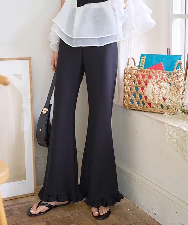 フリルデザイン ストレッチフレアパンツ [M4241] | 神戸レタス(KOBE