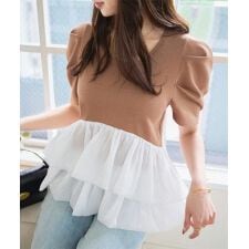 バルーンフリルパワショルポンチTシャツ [C7548]