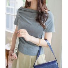 タックデザインオフショルダーTシャツ [C7591]