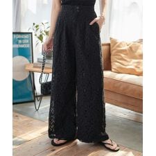 裏地付きレースワイドパンツ [M4254]
