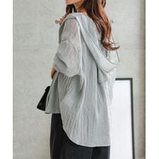 [ Petitle / プチレ ] シアーガーゼロングシャツパーカー [C7607]