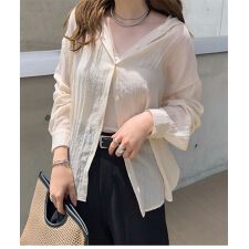 [ Petitle / プチレ ] シアーガーゼロングシャツパーカー [C7607]