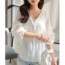 [ Petitle / プチレ ] シアーガーゼロングシャツパーカー [C7607]