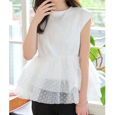 フリルドッキングフレンチスリーブTシャツ [C7623]