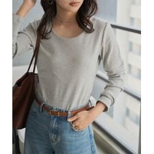 深開きスクエア／Uネック 長袖Tシャツ[ M L XL 選べるタイプ ] [C7665]