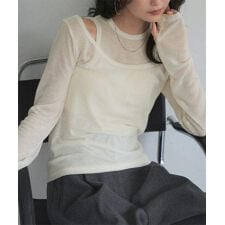 2点SETアメスリタンク×深Uネックシアートップスアンサンブル [C7664]