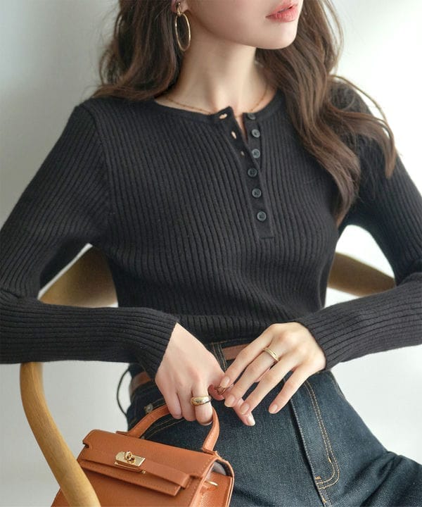 もっちりリブニットトップス [C6260]｜ボートネック | 神戸レタス(KOBE