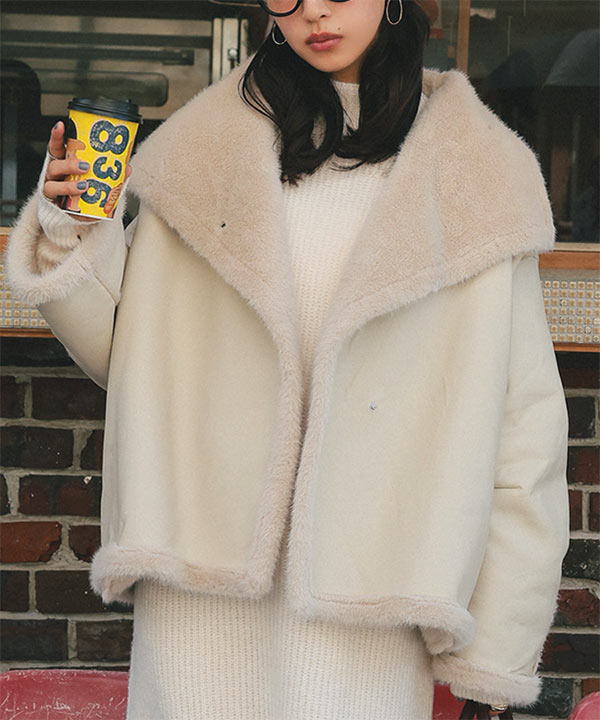 ファー裏地ムートンorフェイクレザーコート [K1401] | 神戸レタス(KOBE