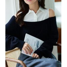 神戸レタス(KOBE LETTUCE)のシャツレイヤード風ニットトップス [C7679]