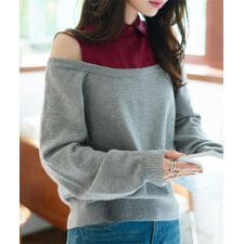 神戸レタス(KOBE LETTUCE)のシャツレイヤード風ニットトップス [C7679]