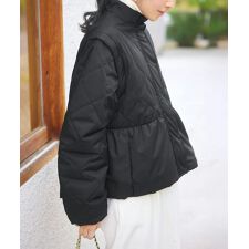 神戸レタス(KOBE LETTUCE)の[ あったか裏シャギー ] キルティングペプラムアウター [K1369]