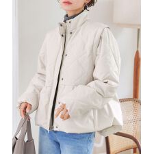 神戸レタス(KOBE LETTUCE)の[ あったか裏シャギー ] キルティングペプラムアウター [K1369]