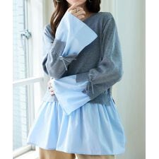 神戸レタス(KOBE LETTUCE)のシャツレイヤード風ニットトップス [N1233]