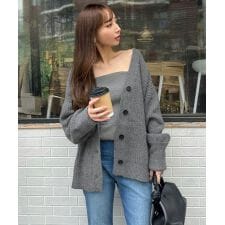 [ 岡部あゆみさんコラボ ］ローゲージニットカーディガン [N1203]