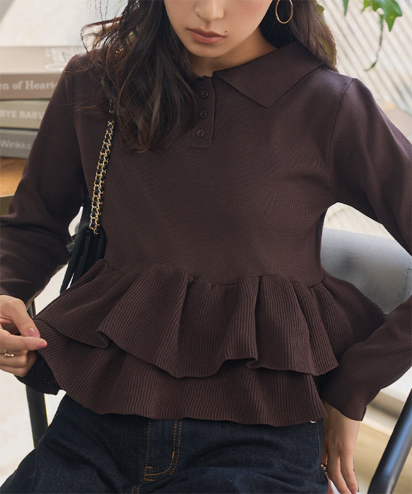 ✨最終価格✨ Bibiy .フリル付き黒ニットセーター 楽天市場】【☆謹賀新年☆全品P20倍 3日23:59迄】フリル衿パフ袖ニット